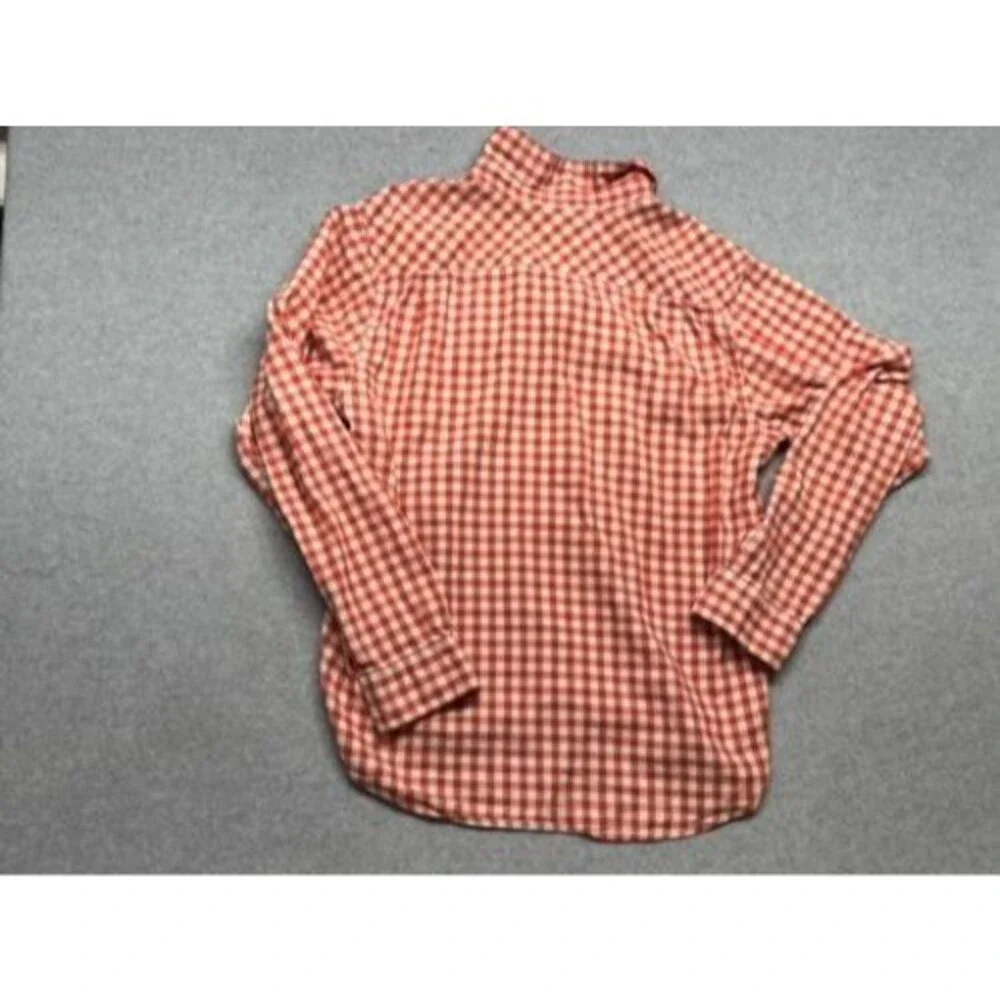The North Face Shirt Mens L Orange White Gingham Long Sleeve Button Down Casual